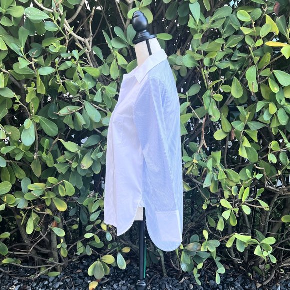 VINCE Striped Color Block White Button Down Shirt Size 2 - Picture 9 of 16